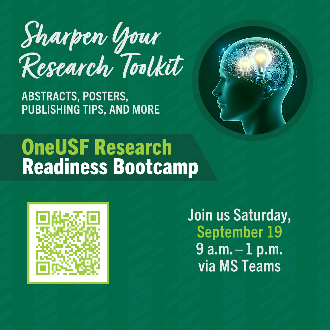 USF Research Readiness Bootcamp: Build core research competencies and prepare for lab positions. Check our events tab for registration details!